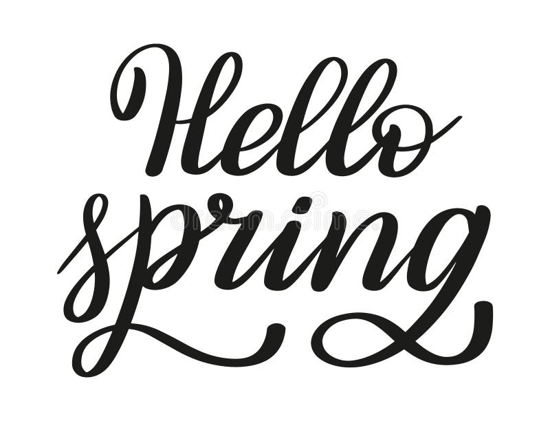 Ciao primavera Iscrizione della penna della spazzola Vettore illustrazione di stock Ciao primavera Iscrizione della penna della spazzola Vettore illustrazione di stock
