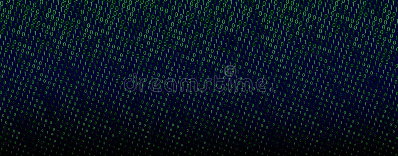 Ciberespacio abstracto verde futurista con flujo de fondo de matriz de código binario con dígitos. el concepto de codificación y h ilustración del vector