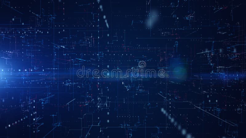 Ciberespacio digital con partículas y conexiones de red de datos digitales. tecnología digital de alta velocidad de conexión y aná stock de ilustración
