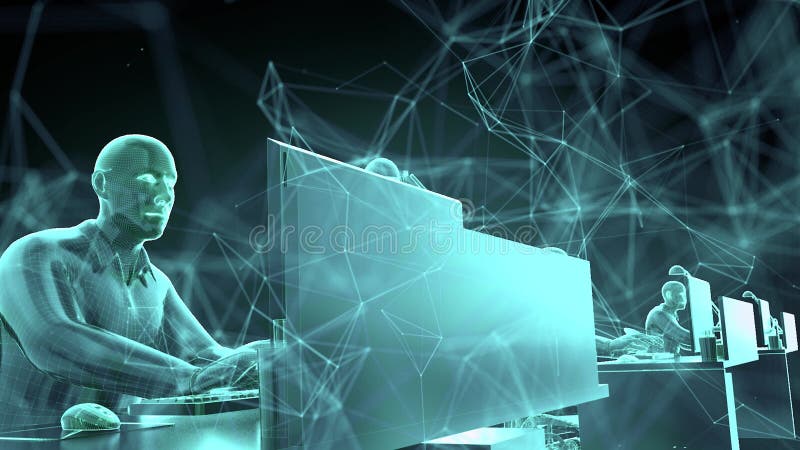Cibertrabalhadores digitais bots 4k ilustração do vetor