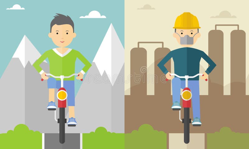Ciclista en las montañas y en la ciudad libre illustration Ciclista en las montañas y en la ciudad libre illustration