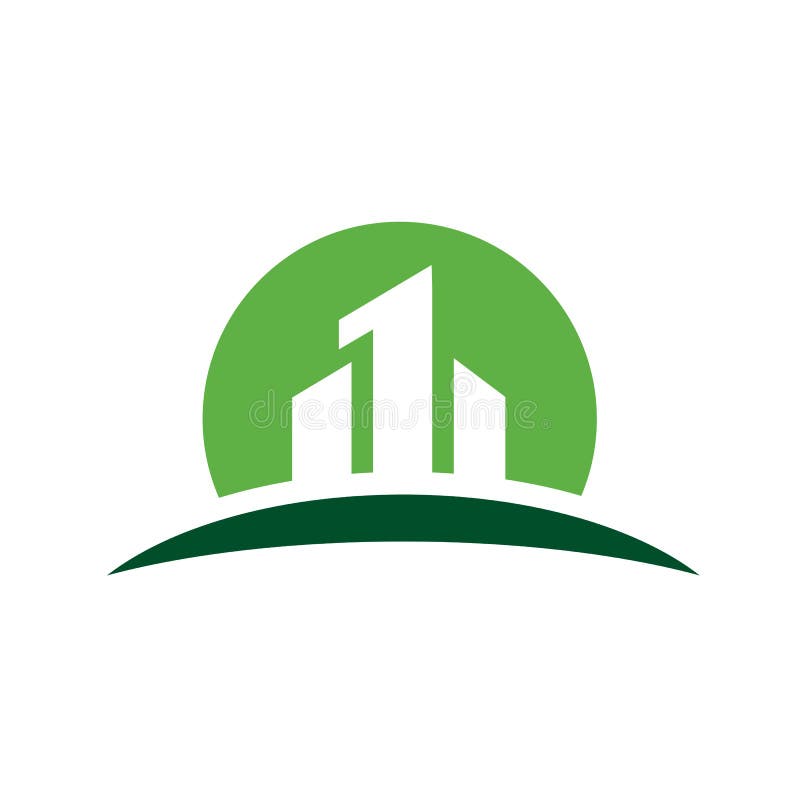 Cidade com logotipo do vetor do número um ilustração do vetor Cidade com logotipo do vetor do número um ilustração do vetor