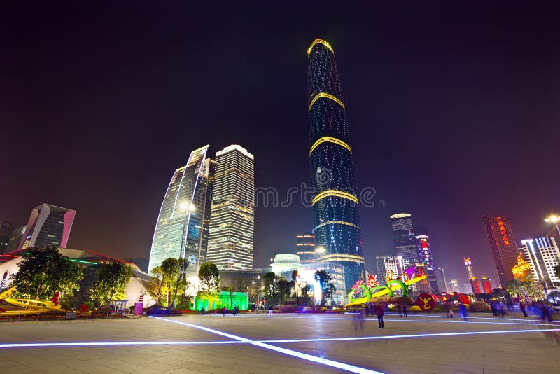 The Skyscraper Group in the Flower City Plaza, in night guangzhou, in china. The Skyscraper Group in the Flower City Plaza, in night guangzhou, in china.