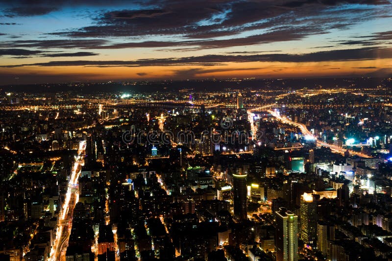 Taipei à noite fotografia de stock