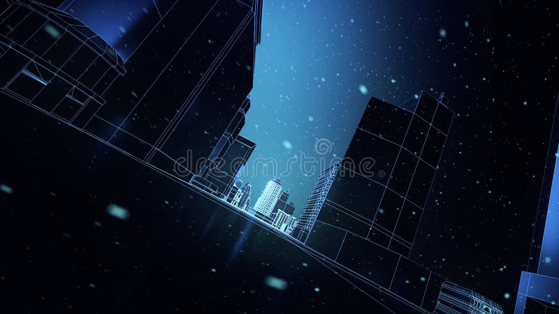 Cidade digital de neve escura 4k ilustração royalty free