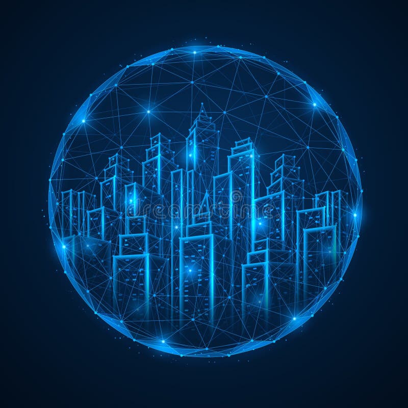 A cidade em rede do futuro ilustração do vetor