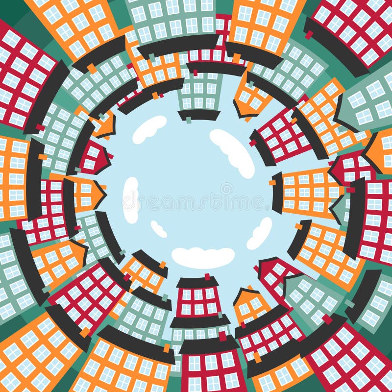 Cidade esférica colorida ilustração do vetor Cidade esférica colorida ilustração do vetor