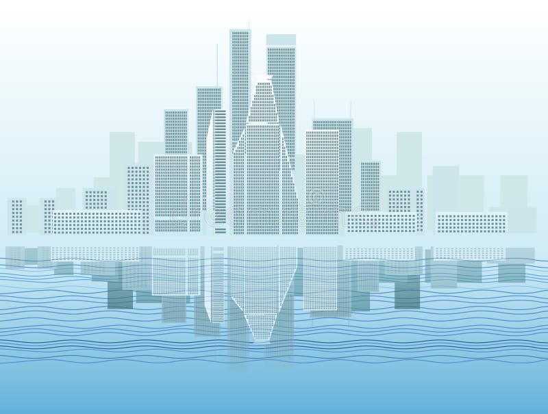 Cidade moderna de manhã ilustração stock