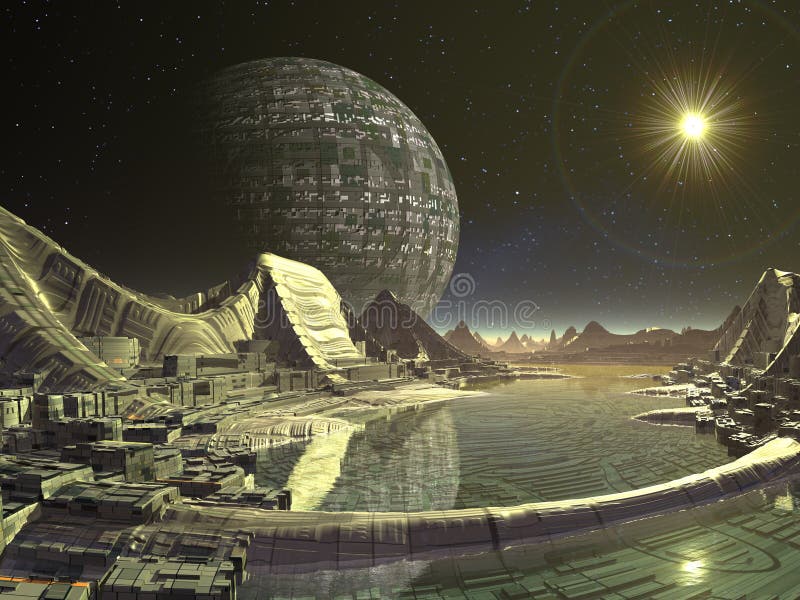Cidade satélite estrangeira ilustração stock Cidade satélite estrangeira ilustração stock