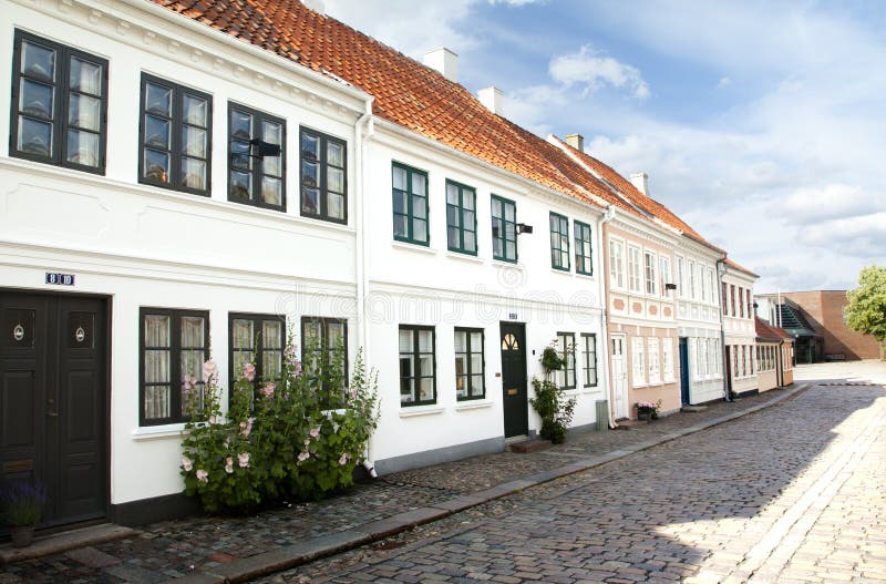 Cidade velha de Odense, Dinamarca fotografia de stock royalty free Cidade velha de Odense, Dinamarca fotografia de stock royalty free