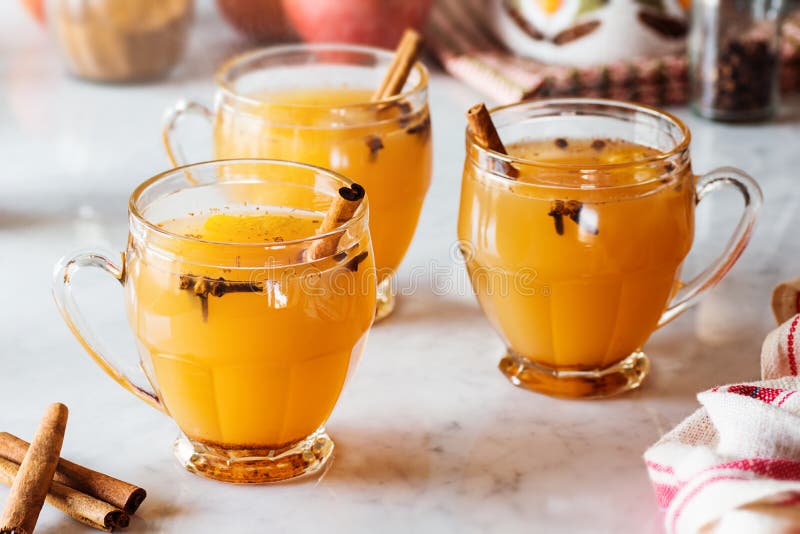 Cidre d'Apple épicé chauffé chaud de cannelle photos stock Cidre d'Apple épicé chauffé chaud de cannelle photos stock