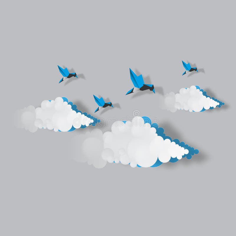 ciel avec la conception de vecteur de nuages et d'oiseaux illustration stock ciel avec la conception de vecteur de nuages et d'oiseaux illustration stock