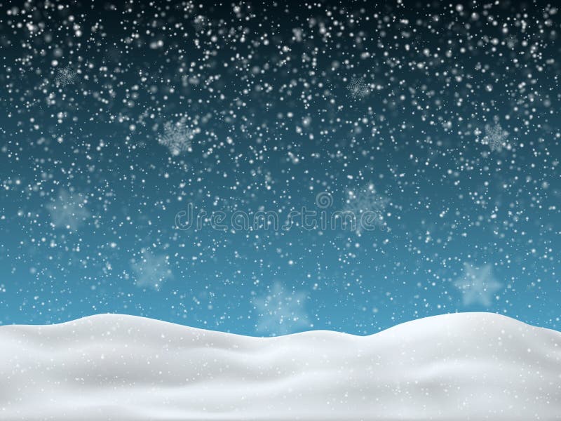Ciel bleu d'hiver avec la neige en baisse Grands flocons de neige troubles dans le premier plan Fond d'hiver pour le Joyeux Noël illustration stock Ciel bleu d'hiver avec la neige en baisse Grands flocons de neige troubles dans le premier plan Fond d'hiver pour le Joyeux Noël illustration stock