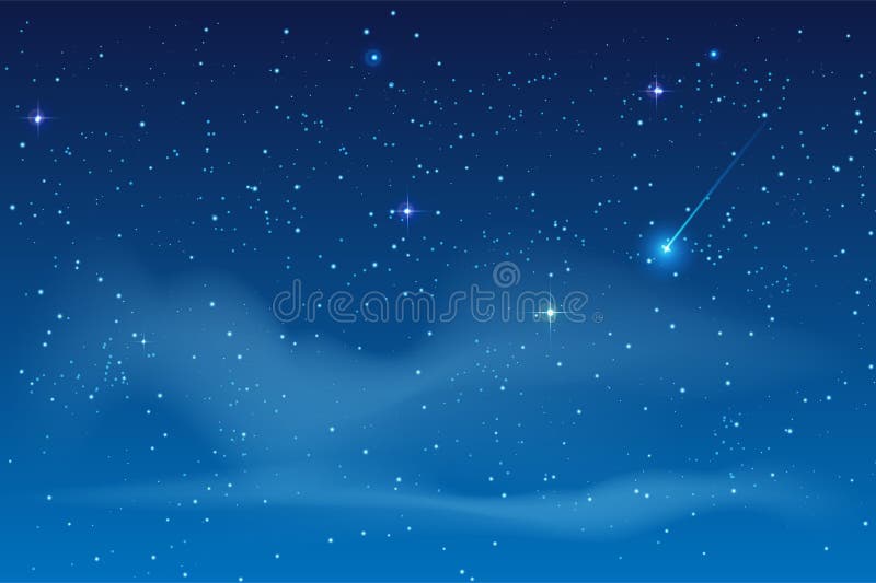 Ciel étoilé de nuit bleue Étoile lumineuse à tomber météorite