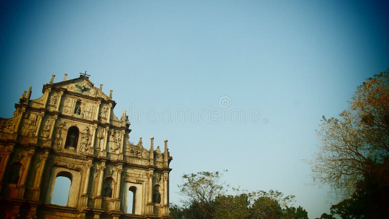 Cielo azul de la arquitectura histotical del monumento de Macao Macao foto de archivo libre de regalías Cielo azul de la arquitectura histotical del monumento de Macao Macao foto de archivo libre de regalías