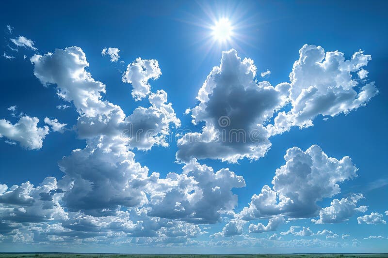 Cielo blu con nuvole bianche ampio angolo di sfondo ottica orizzontale composizione alta risoluzione royalty illustrazione gratis