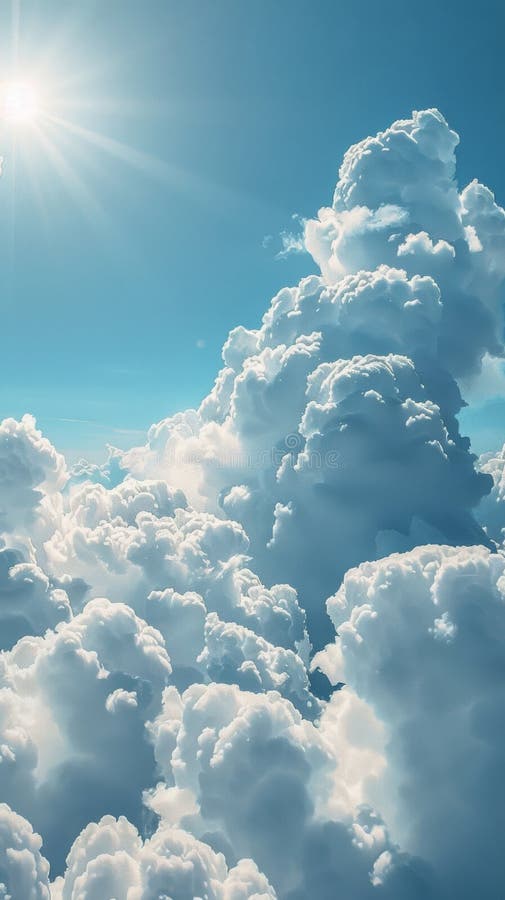 Cielo blu con nuvole bianche. Il cielo azzurro è ricoperto da numerose nuvole di colore bianco che creano un paesaggio bello e dinamico. le nuvole variano in dimensioni e forma e si muovono dolcemente attraverso il cielo. ai generative ai generato