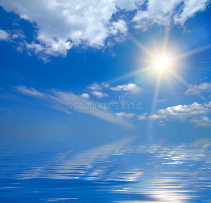 White clouds and blue sky in solar beams. White clouds and blue sky in solar beams