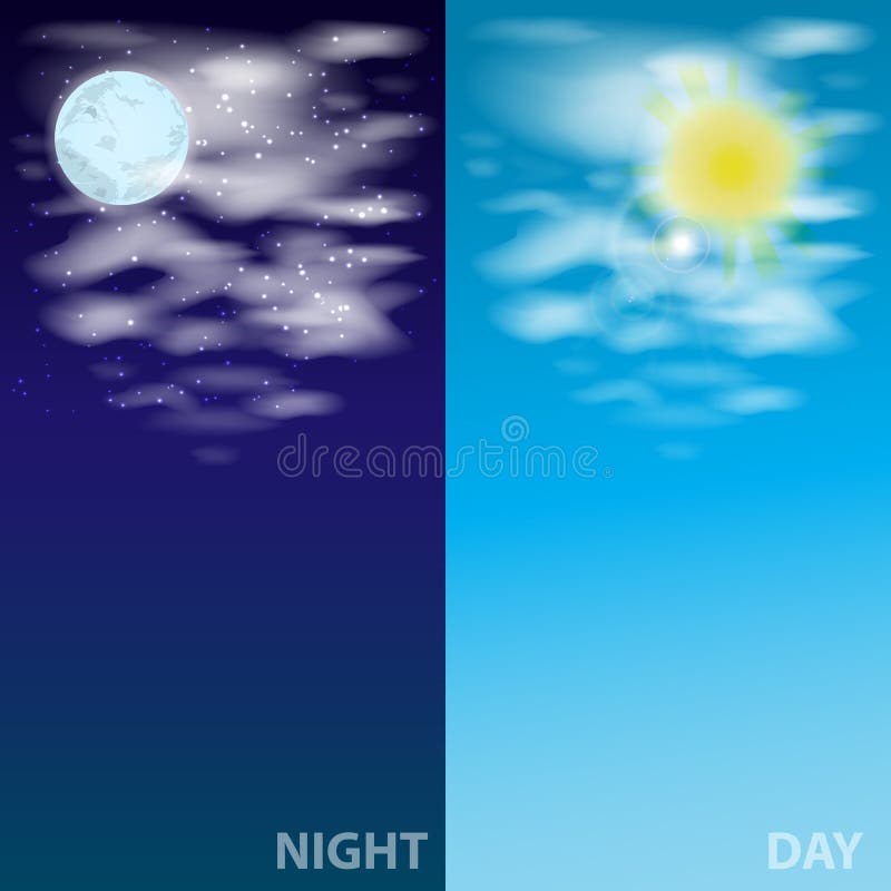 Cielo con la luna de las nubes y el sol Ilustración libre illustration Cielo con la luna de las nubes y el sol Ilustración libre illustration
