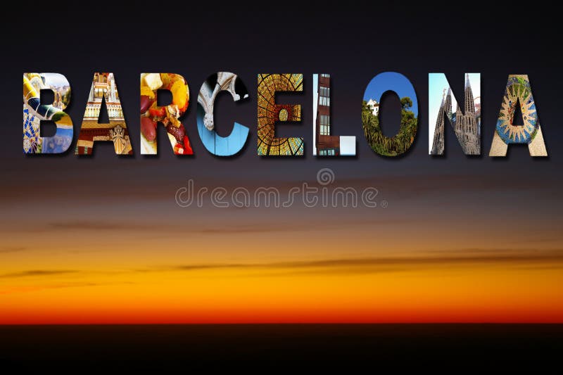 Cielo del collage de Barcelona imágenes de archivo libres de regalías