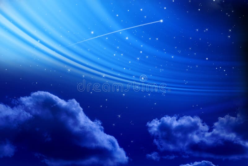 Cielo nocturno con la estrella fugaz imagenes de archivo Cielo nocturno con la estrella fugaz imagenes de archivo