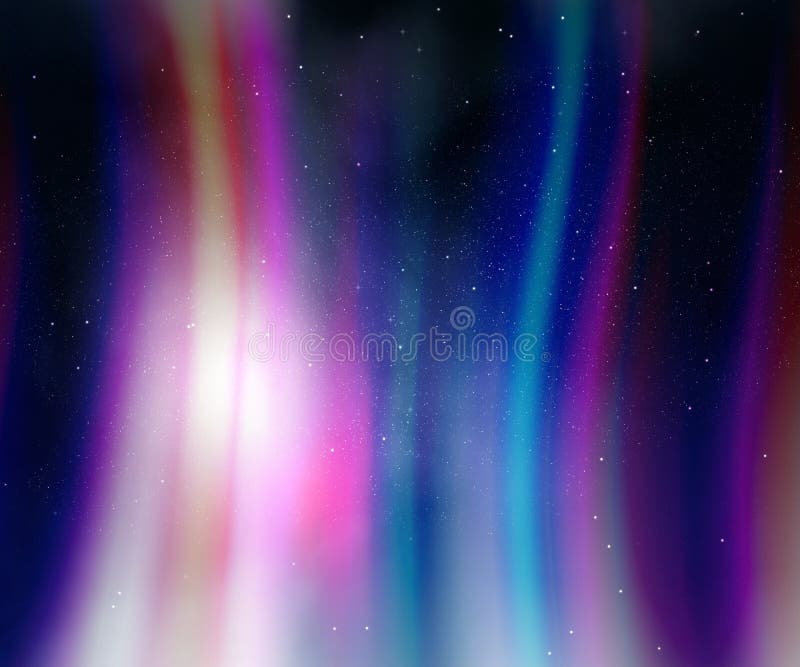 Cielo nocturno con las luces de la aurora ilustración del vector Cielo nocturno con las luces de la aurora ilustración del vector