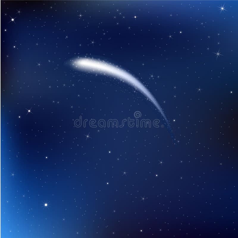 Stella Cadente in Un Cielo Stellato Blu Illustrazione di Stock