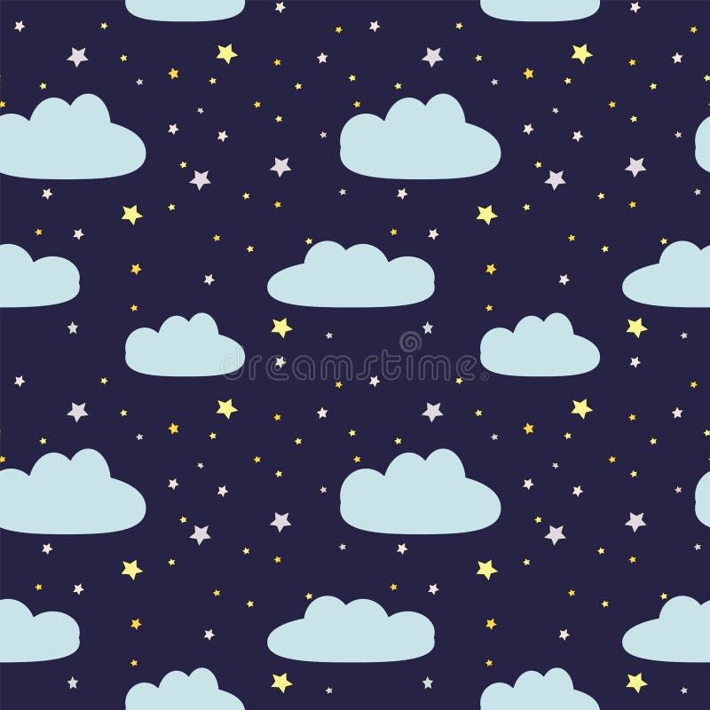 Cielo notturno con le nuvole e le stelle royalty illustrazione gratis Cielo notturno con le nuvole e le stelle royalty illustrazione gratis
