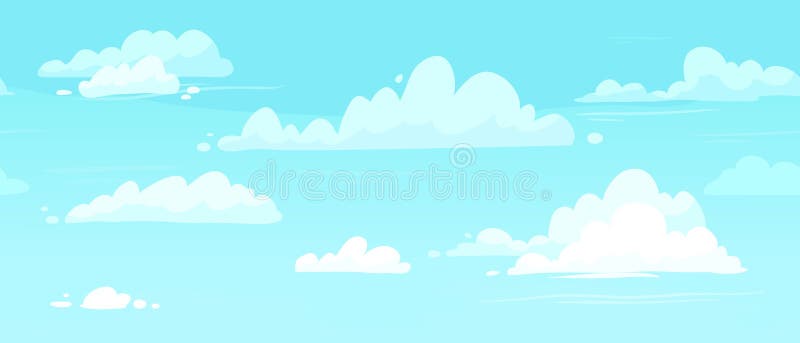 Ciels nuageux caricaturaux Illustration de fond vectoriel transparent des nuages de brouillard dans le ciel bleu