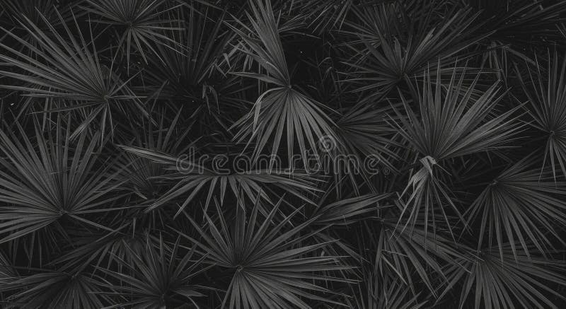 Ciemne monochromatyczne tło z teksturą liści palmowych ilustracja wektor