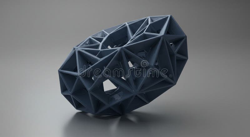 Ciemnogeometryczny obiekt 3D posiada strukturę podobną do siatki złożoną z ilustracji