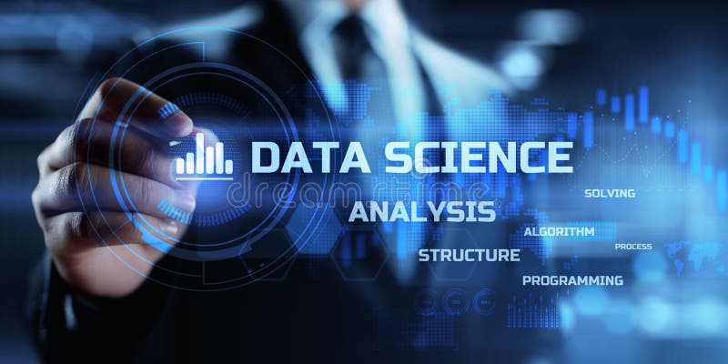 Ciencia de datos. métodos de análisis de big data. concepto de tecnología de la información. stock de ilustración