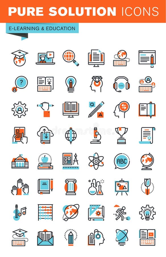 Cienieje kreskowe sieci ikony dla edukaci ilustracji Cienieje kreskowe sieci ikony dla edukaci ilustracji
