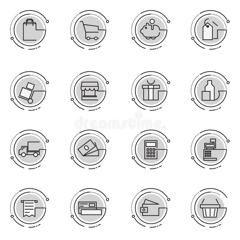 Cienkie kreskowe ikony ustawiać handel elektroniczny, zakupy, sklep, handel ilustracja wektor Cienkie kreskowe ikony ustawiać handel elektroniczny, zakupy, sklep, handel ilustracja wektor
