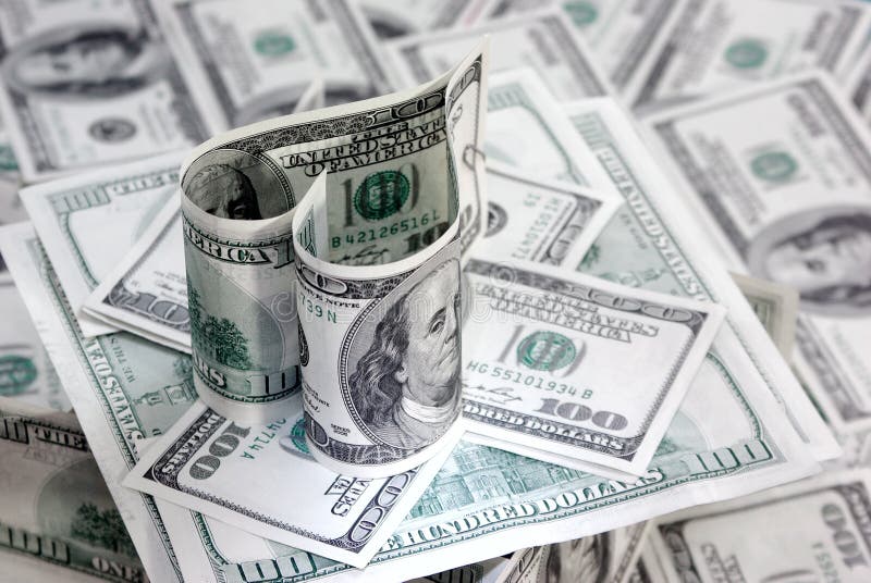 Cientos corazones del dólar fotografía de archivo libre de regalías Cientos corazones del dólar fotografía de archivo libre de regalías