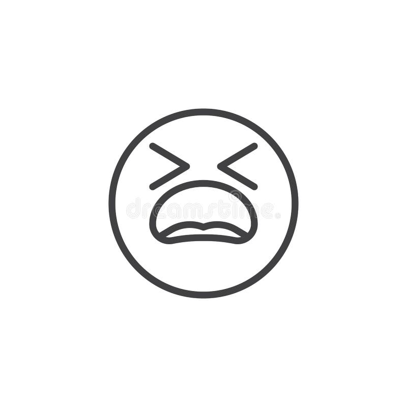 Cierpieć twarzy emoji linii ikonę royalty ilustracja Cierpieć twarzy emoji linii ikonę royalty ilustracja