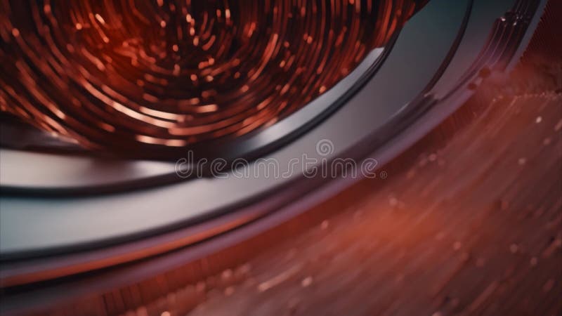 Cierre abstracto de una bobina de cobre y un anillo metálico stock de ilustración