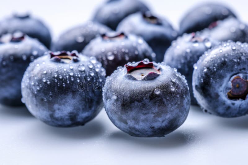 Cierre de un hermoso fruto de arándano azul sobre un fondo blanco de ai generado
