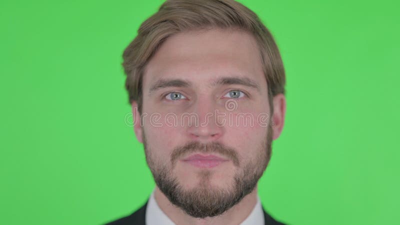 Cierre de un joven empresario serio con antecedentes verdes fotografía de archivo libre de regalías