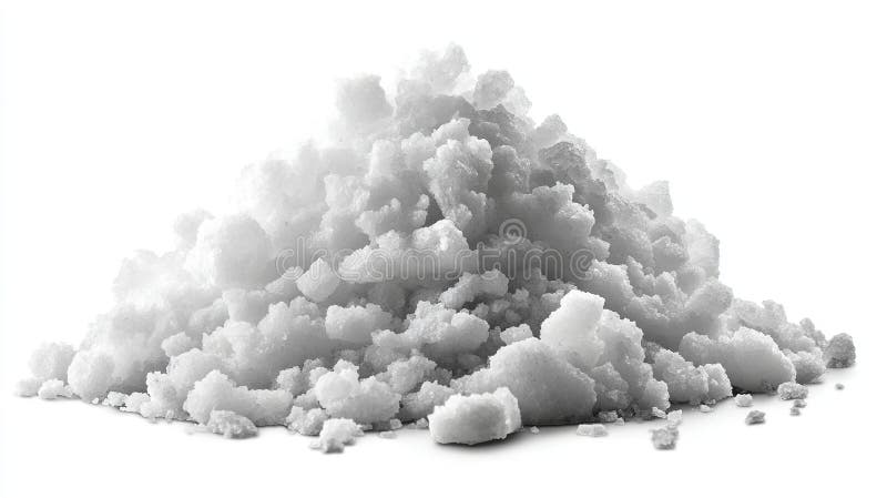 Cierre de una pila de nieve fresca y esponjosa aislada en un fondo blanco libre illustration