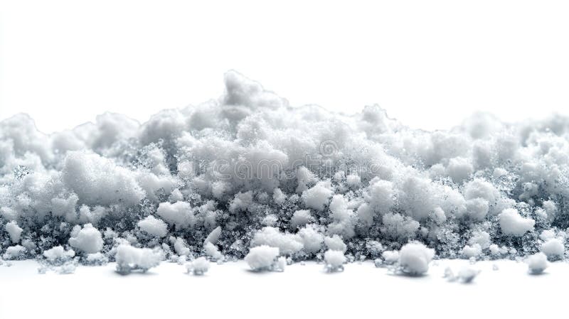 Cierre de una pila de nieve fresca y esponjosa aislada en un fondo blanco ilustración del vector