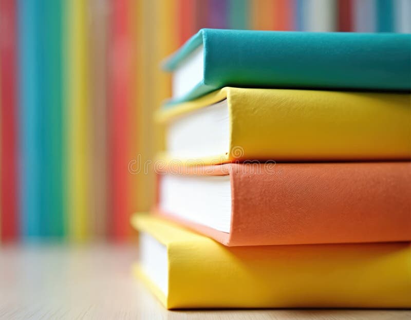 Cierre de una serie de libros coloridos. Concepto de lectura de la educación. Formación en la escuela. Base de conocimientos. ilustración del vector