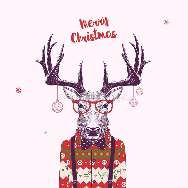 Ciervos de la Navidad del empollón ilustración del vector Ciervos de la Navidad del empollón ilustración del vector