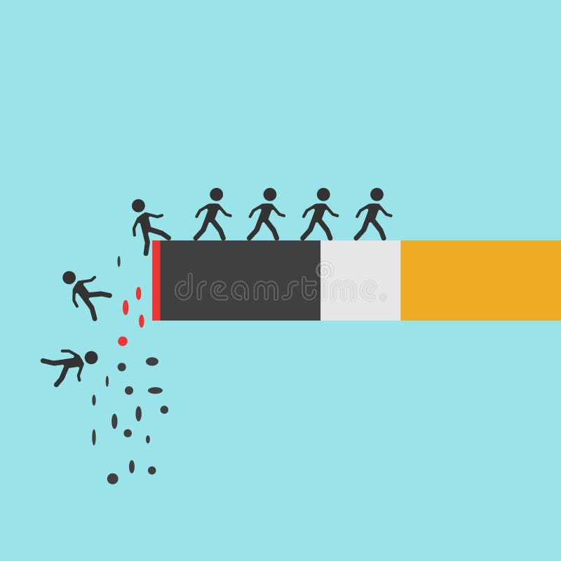 Cigarette brûlant avec des personnes illustration libre de droits Cigarette brûlant avec des personnes illustration libre de droits