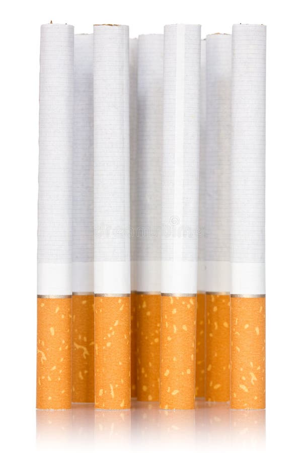 Cigarette sticks on white background stock photo Cigarette sticks on white background stock photo