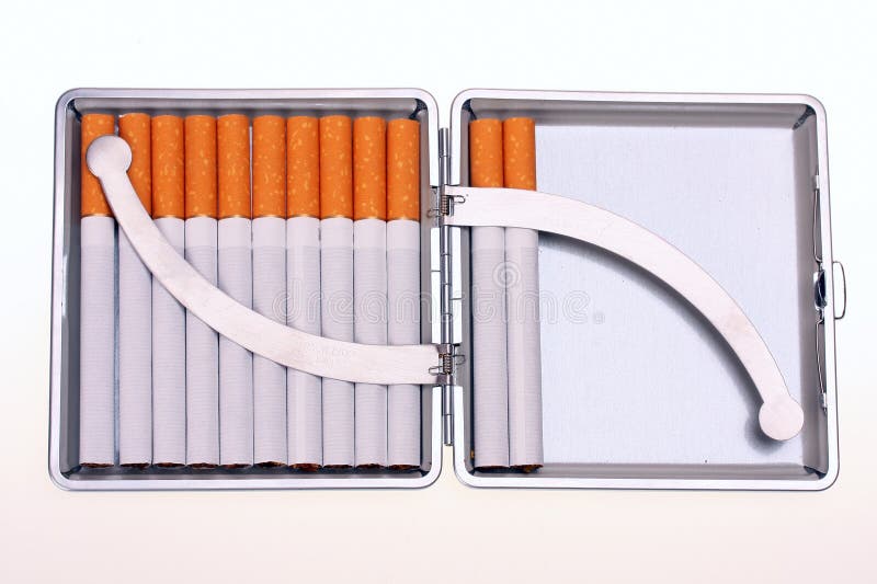 Cigarettes in Luxury Cigarette Case Stock Image Image of light, lung