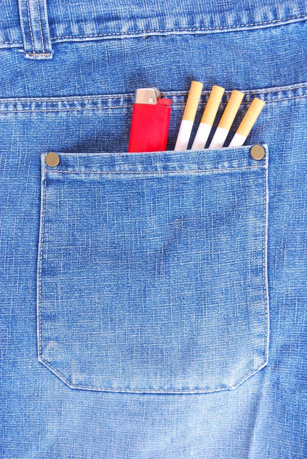 Cigarettes and lighter in pocket