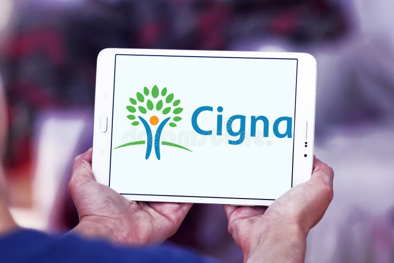 Logo of Cigna health organization on samsung tablet . Cigna is an American worldwide health services organization. Logo of Cigna health organization on samsung tablet . Cigna is an American worldwide health services organization