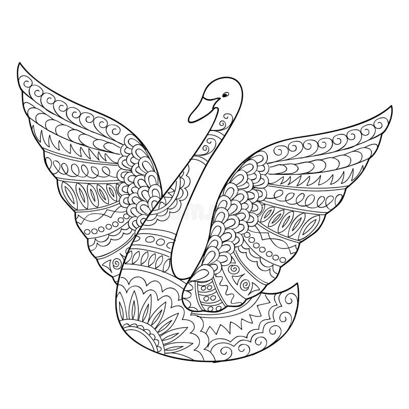 Cigno isolato decorato nello stile di boho illustrazione vettoriale Cigno isolato decorato nello stile di boho illustrazione vettoriale
