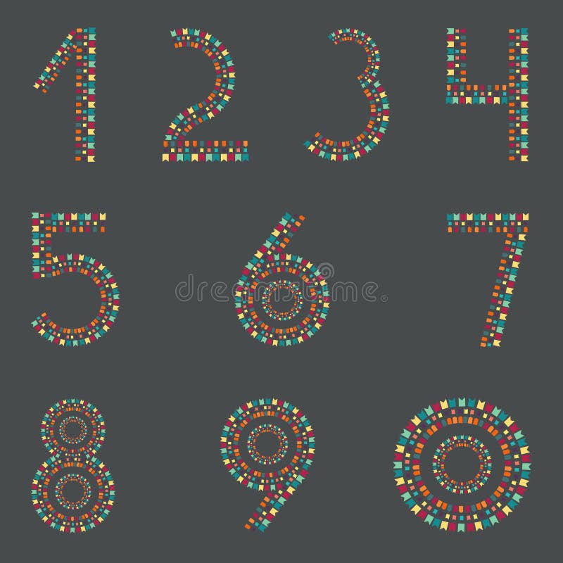 Cijfers 1.2.3.4.5.6.7.8.9.0 Partijvlaggen aantallen royalty-vrije illustratie Cijfers 1.2.3.4.5.6.7.8.9.0 Partijvlaggen aantallen royalty-vrije illustratie